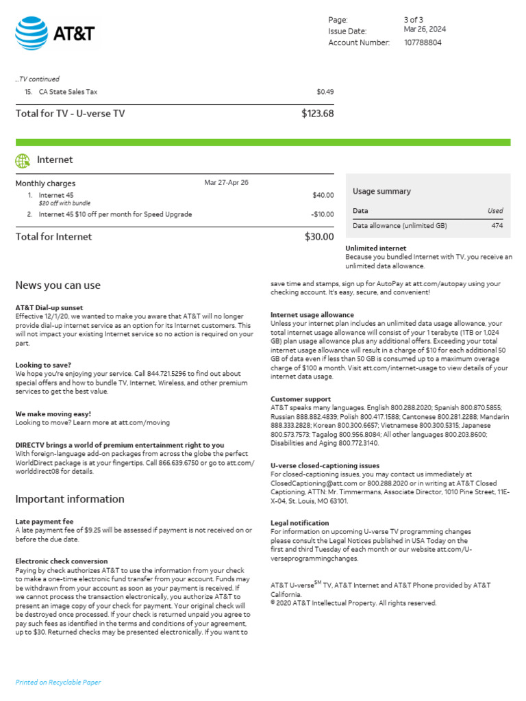 Andersonbrian M Utility Bill | PDF | Internet | At&T Mobility
