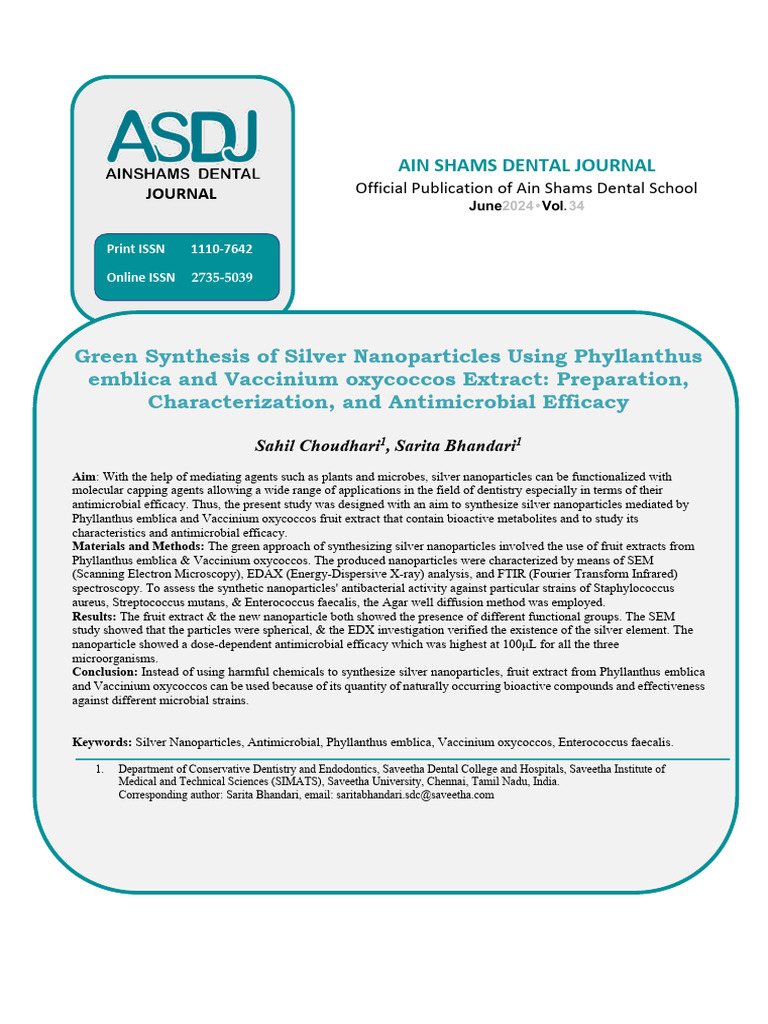 Green Synthesis of Silver Nanoparticles | PDF | Nanoparticle ...
