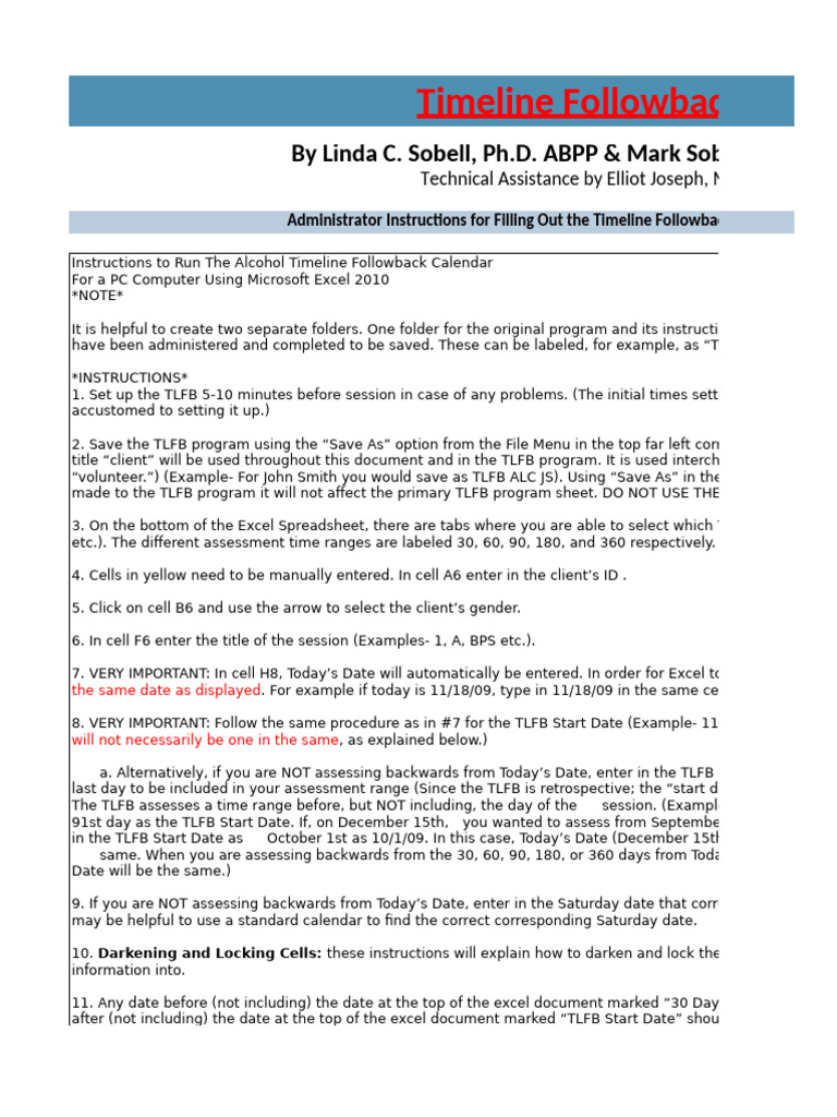 Alcohol Timeline Followback Setup Guide | PDF | Alcoholic Beverages | Drink