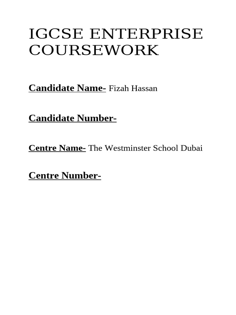 IGCSE Enterprise Coursework Overview | PDF