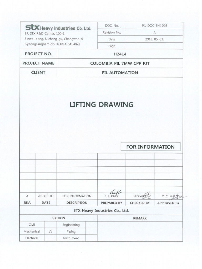 F-1 - PIL-DOC-SHI-003 - Lifting Drawing | PDF