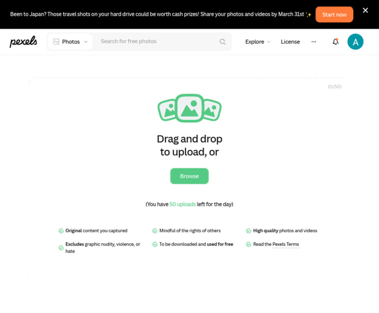 Drag and Drop To Upload, Or: License Photos Explore | PDF