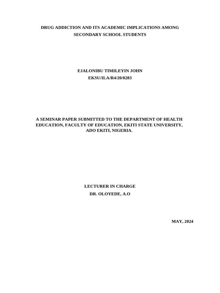 Drug Addiction's Impact on Students' Academics | PDF | Substance Abuse ...