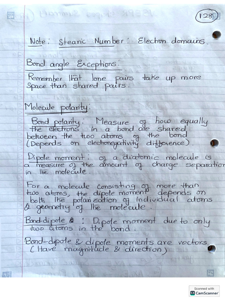 Molecular Polarity and Hybridization Notes | PDF