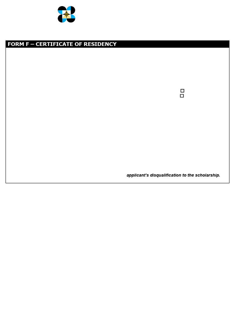DOST Form F: Certificate of Residency | PDF