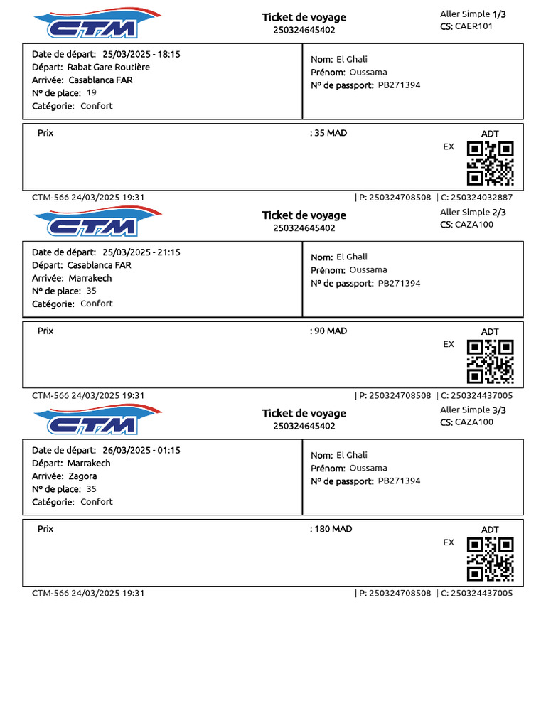 Billets CTM Rabat à Casablanca | PDF