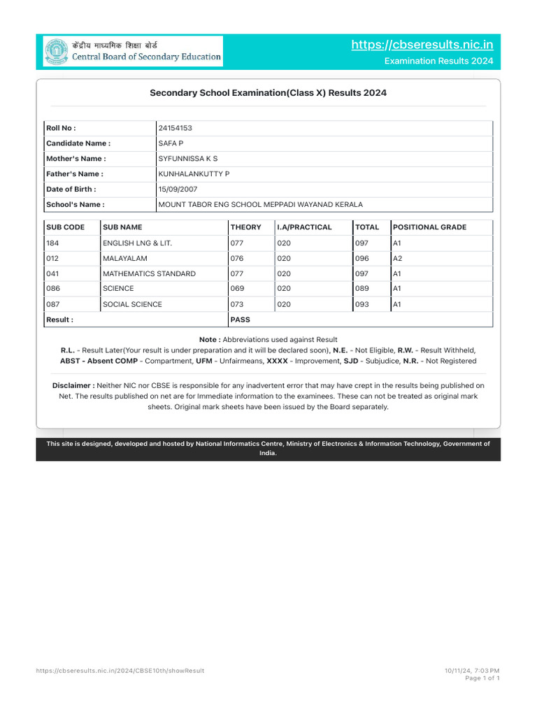 CBSE Class 12 Results: Mount Tabor School | PDF | Student Assessment ...