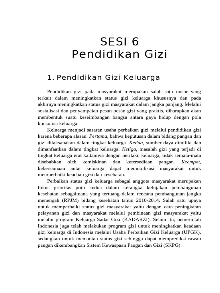 Pendidikan Gizi Keluarga dan Sekolah | PDF