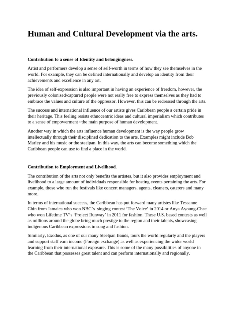 Human and Cultural Development Via The Arts | PDF | Diaspora