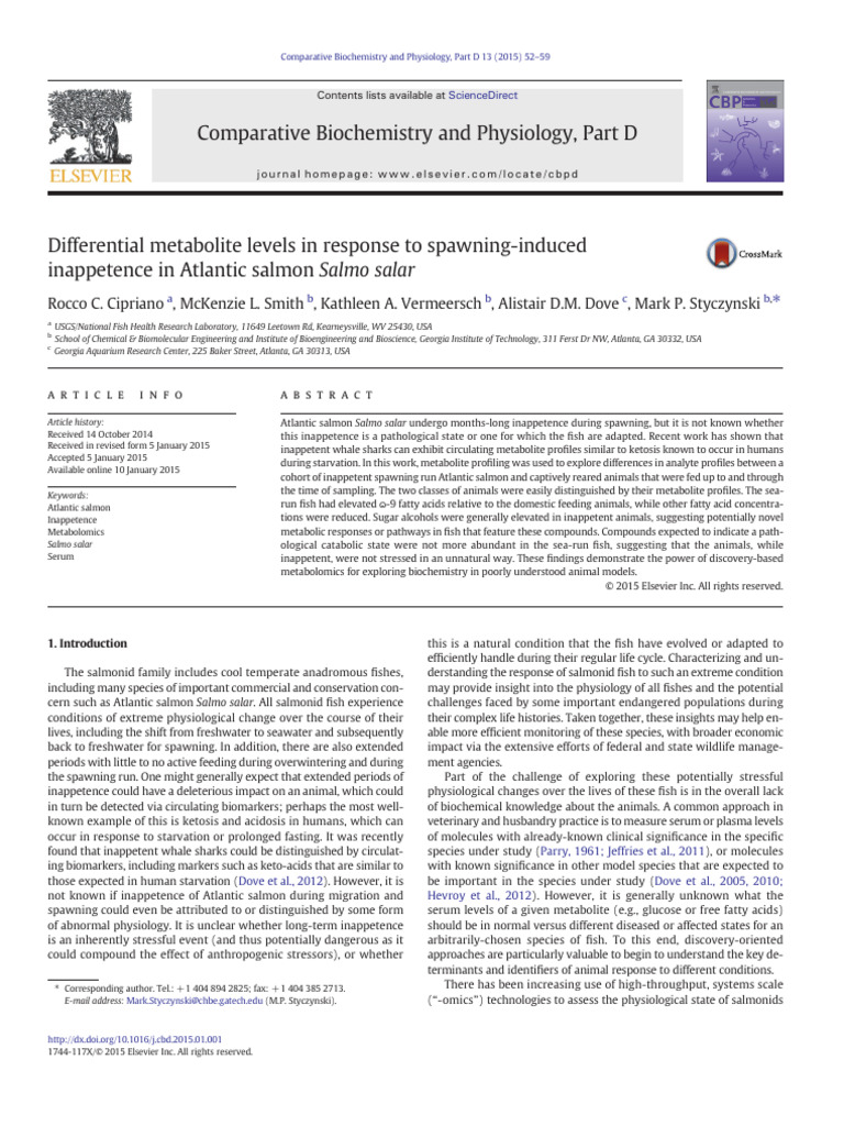 Metabolite Changes in Spawning Salmon | PDF | Metabolomics | Principal ...