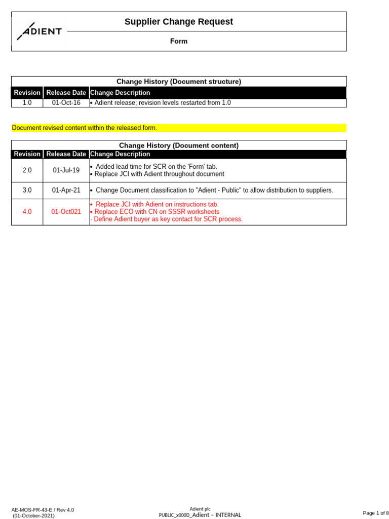 Supplier Change Request Process Guide | PDF | Printed Circuit Board