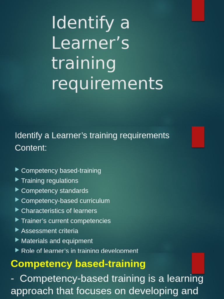 Identify A Learners Training Requirements Group7 Reporters | PDF ...