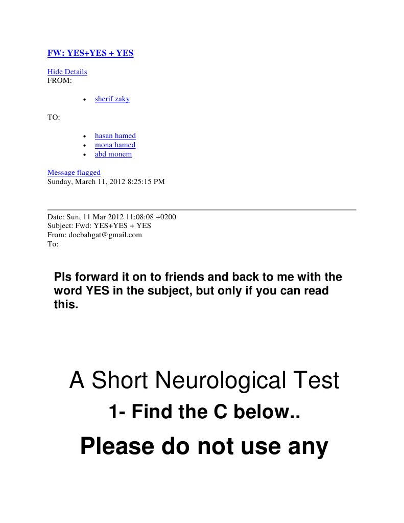 A Short Neurological Test: Please Do Not Use Any | PDF