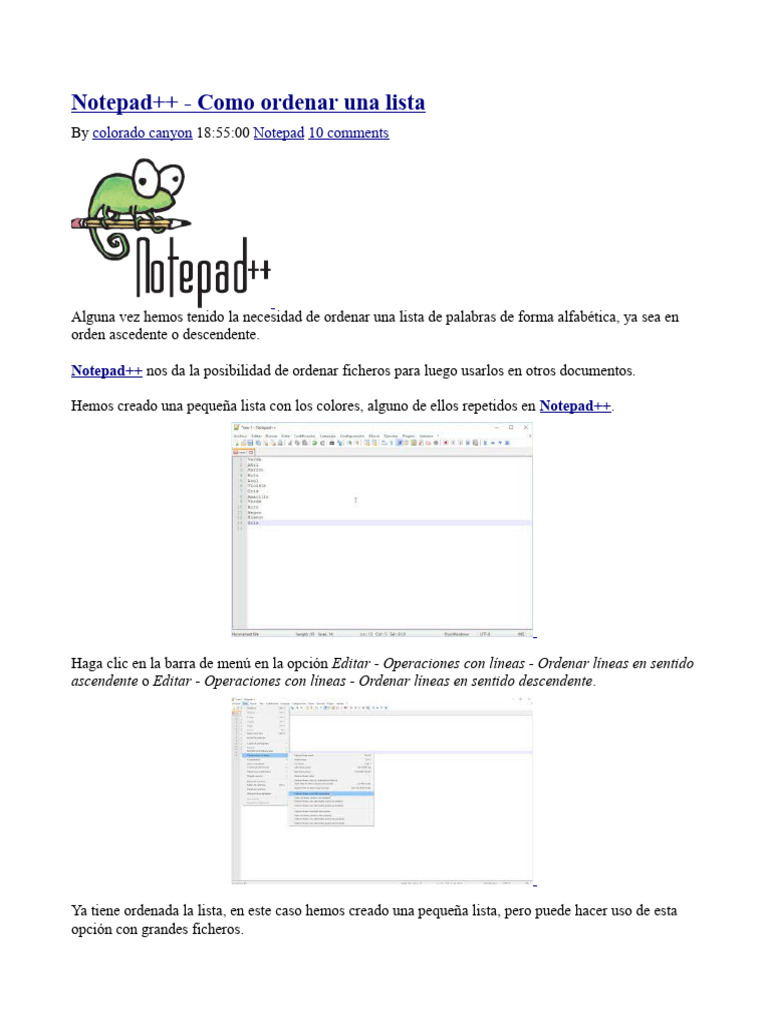 Ordenar listas en Notepad++ fácilmente | PDF | Informática | Software