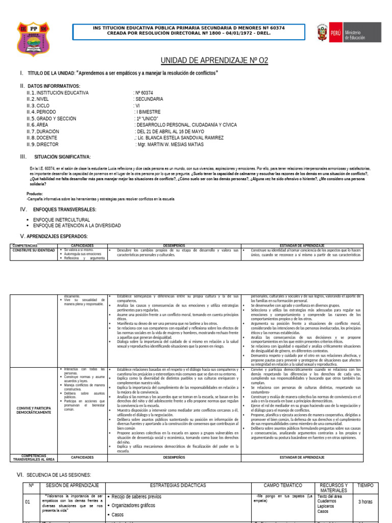 Ii Unidad de Aprendizaje DPCC 1°2025 | PDF | La sexualidad humana ...