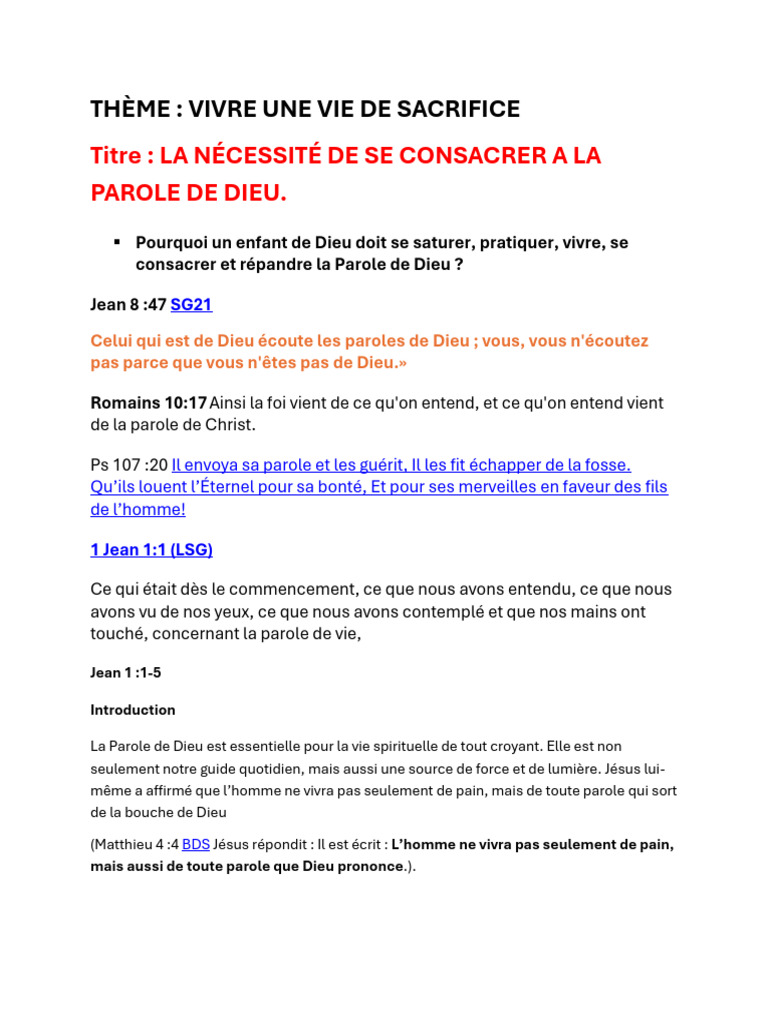 Consécration à la Parole de Dieu | PDF | Dieu | Épître aux Romains