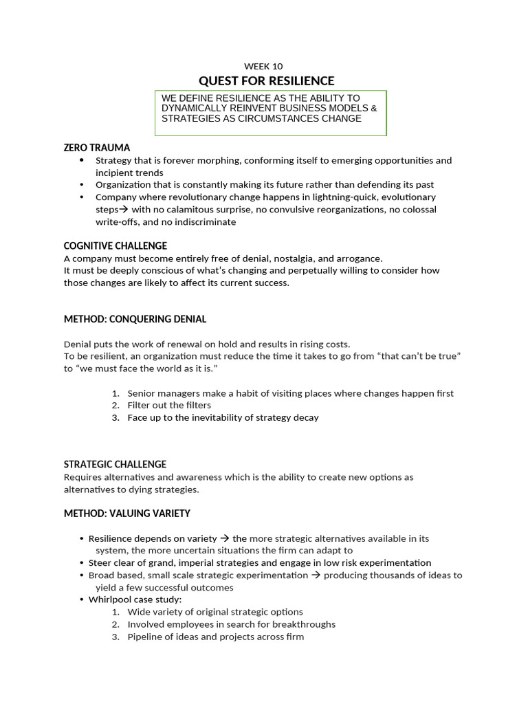 Strategies for Organizational Resilience | PDF | Psychological ...