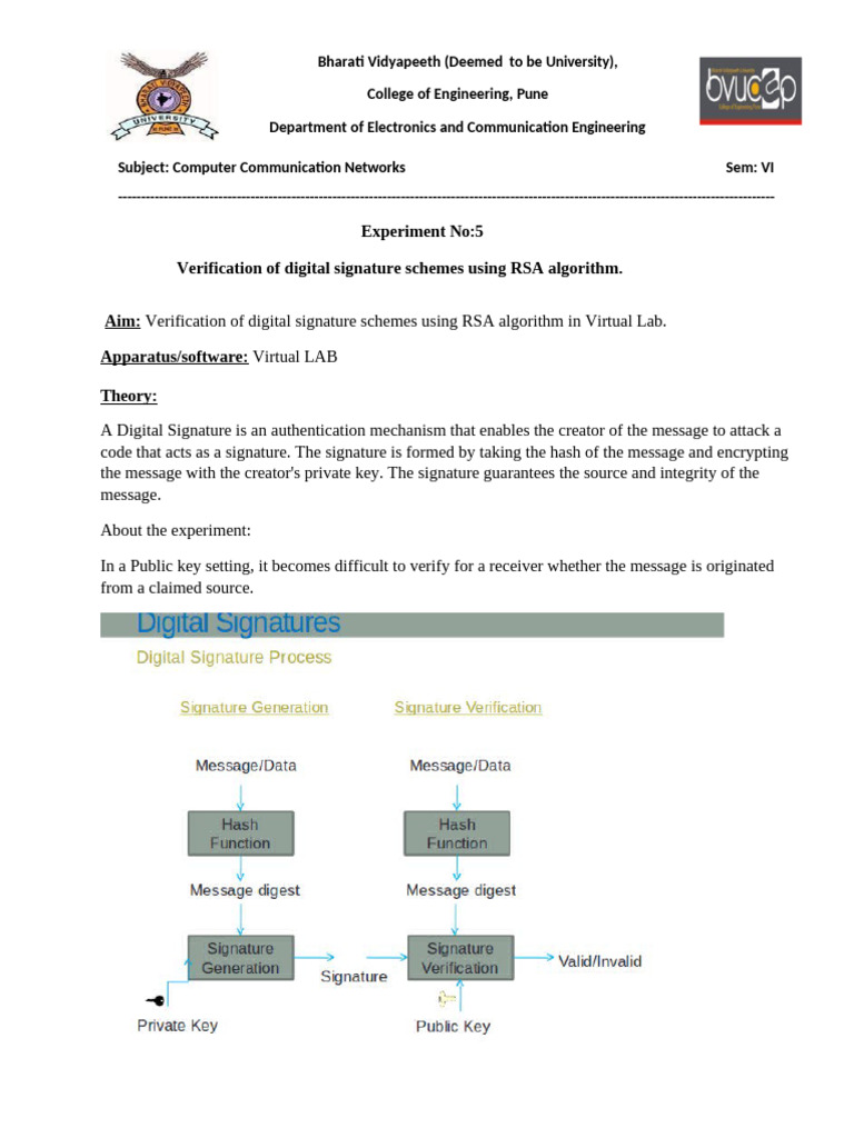 RSA Digital Signature Verification Lab | PDF | Public Key Cryptography ...