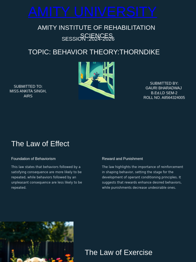 Thorndike's Behavior Theory Overview | PDF | Psychology | Psychological ...