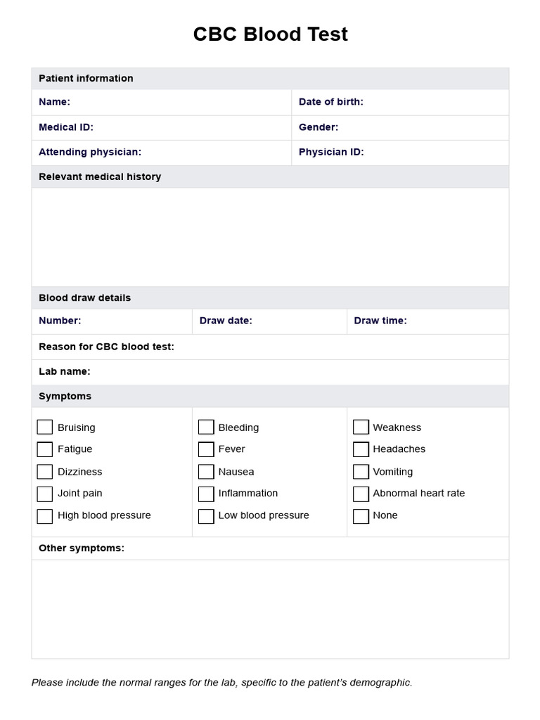 CBC Blood Test Results & Ranges | PDF