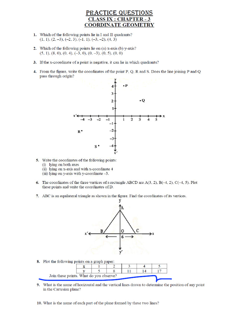Worksheet - 2-Coordinate Geometry-IX | PDF