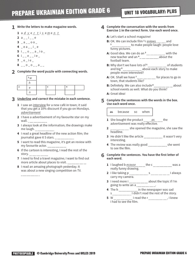 Prepare 6 Unit 18 Vocabulary Guide | PDF