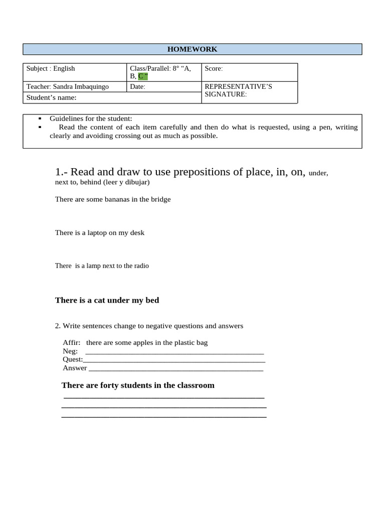 English Homework Guidelines for 8th Grade | PDF