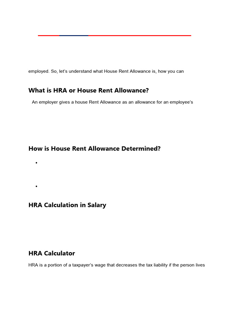 Understanding HRA Calculation and Exemptions | PDF | Salary | Tax Refund