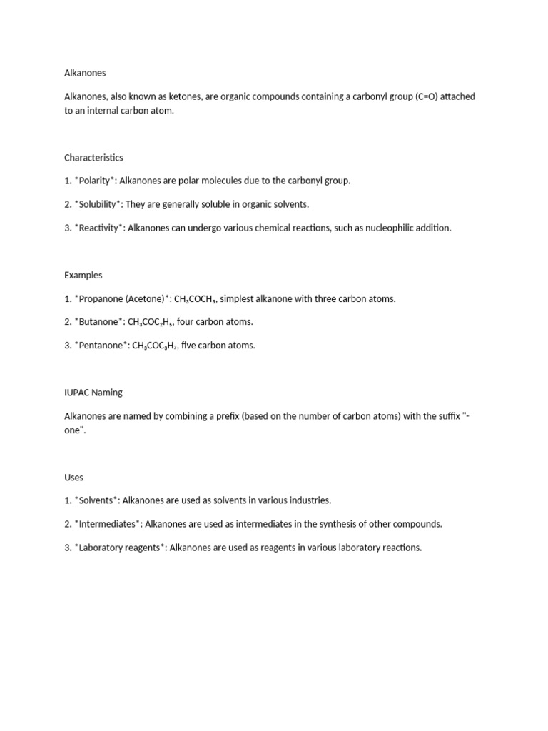 Overview of Alkanones and Their Uses | PDF