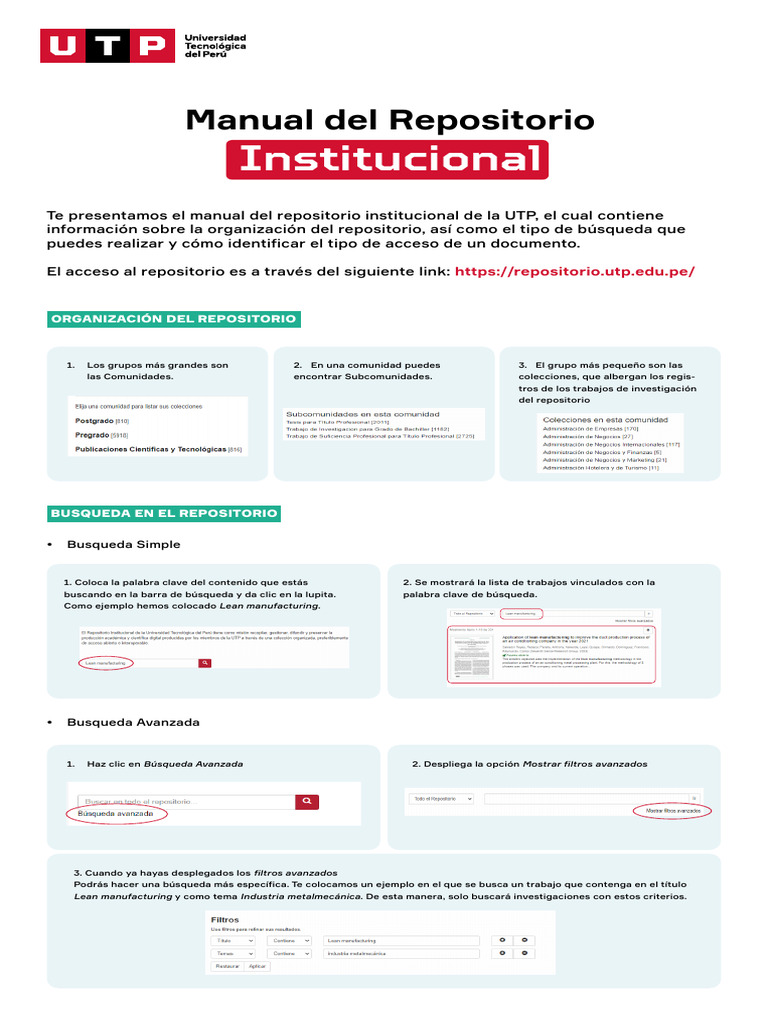 Manual del Repositorio Institucional UTP | PDF