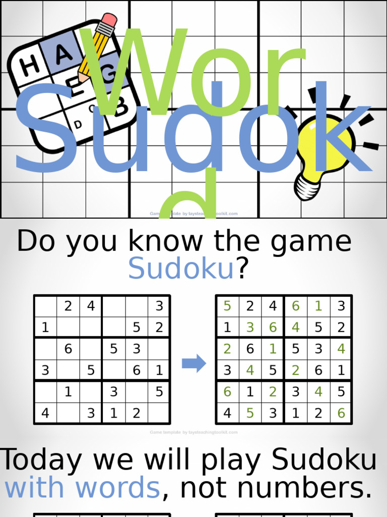 Word-Based Sudoku Game Instructions | PDF | Popular Scholarship | Np ...