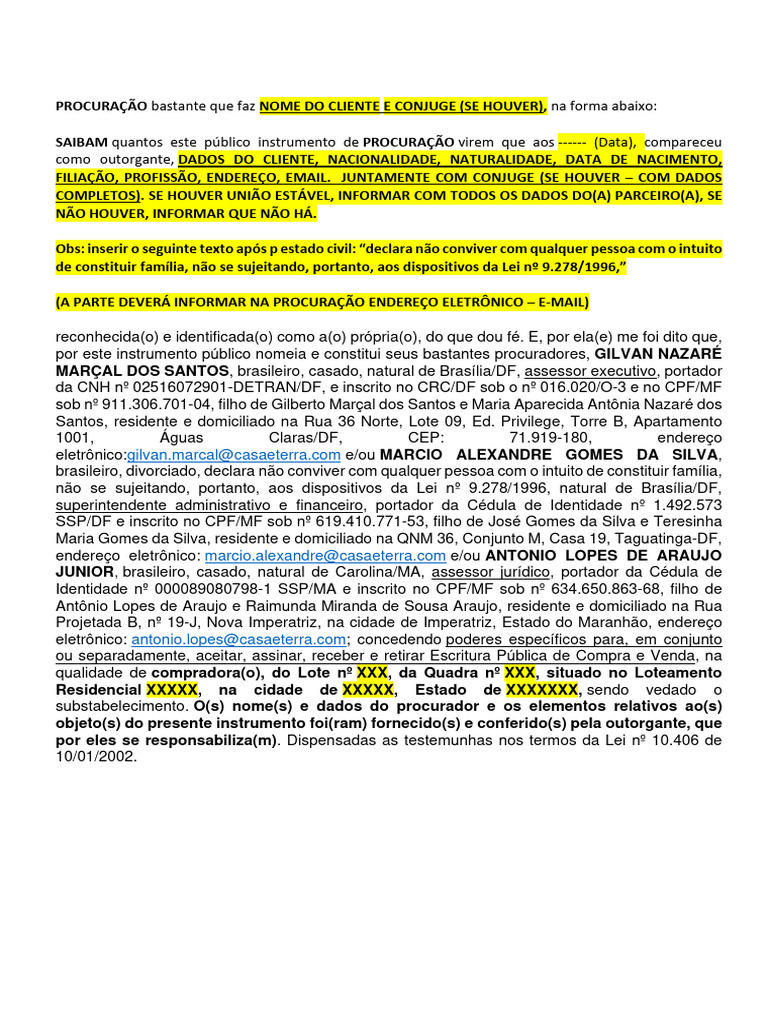 Procuração para Compra de Imóvel | PDF