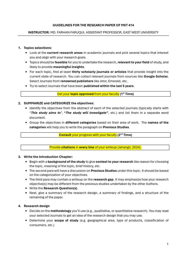 MKT 414 Research Paper Guidelines | PDF | Survey Methodology ...
