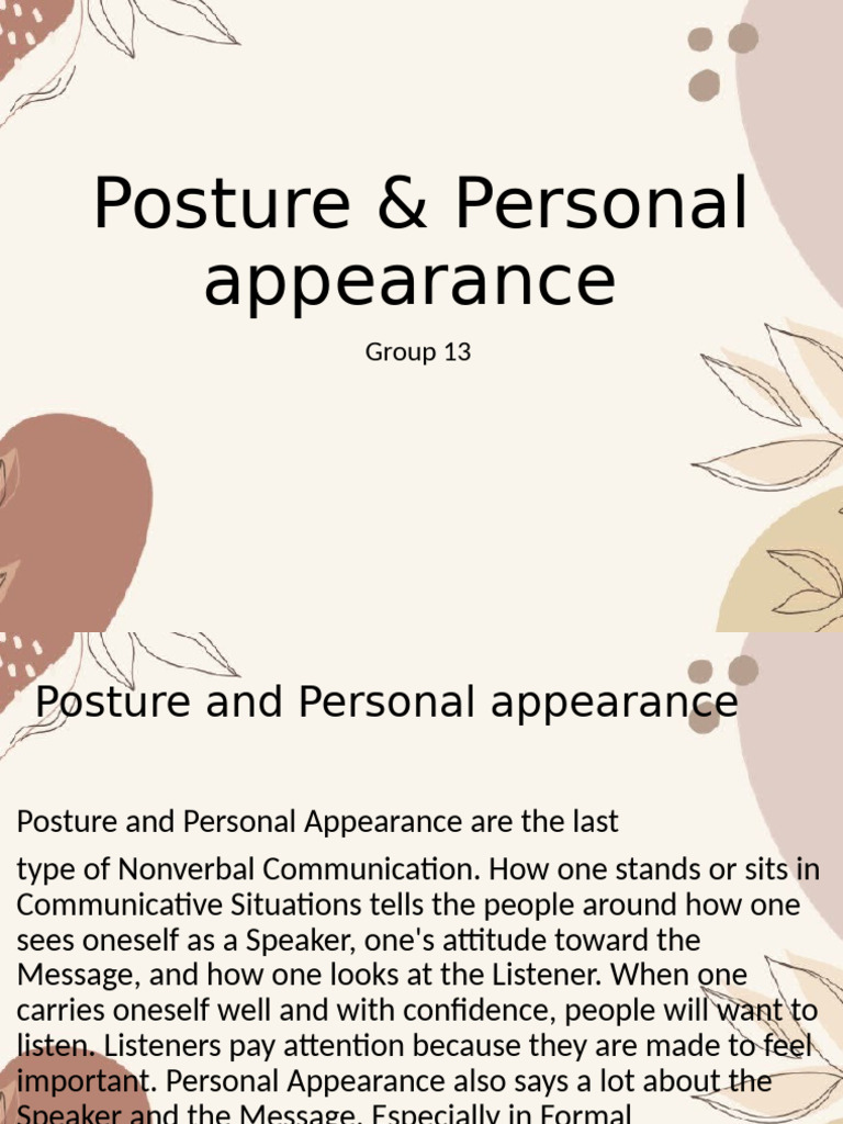 Importance of Posture & Appearance | PDF | Nonverbal Communication ...