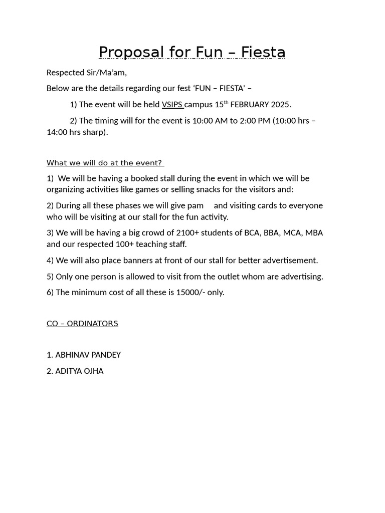 Fun Fiesta Event Proposal 2025 | PDF