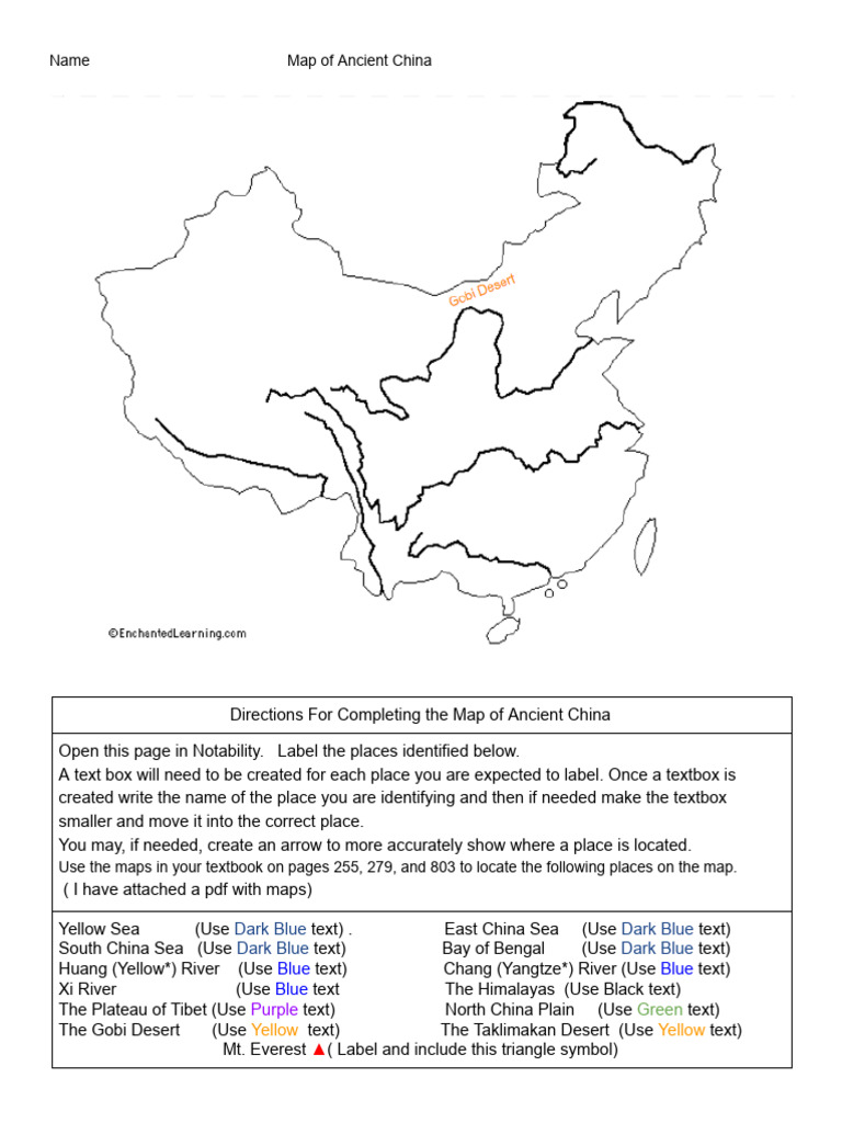 Ancient China Map Labeling Guide | PDF