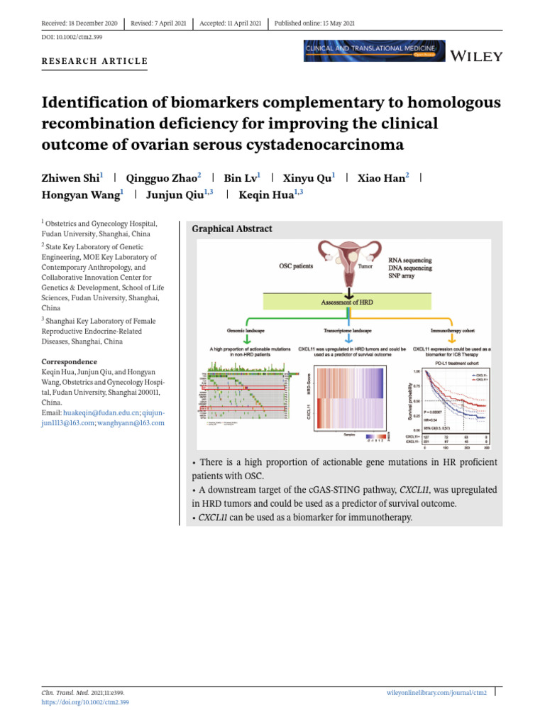 Biomarkers for Ovarian Cancer Outcomes | PDF | Ovarian Cancer | Cancer