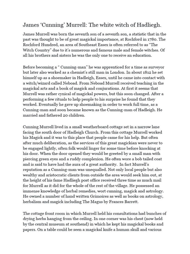 James Cunning' Murrell - The White Witch of Hadliegh | PDF | Folklore ...