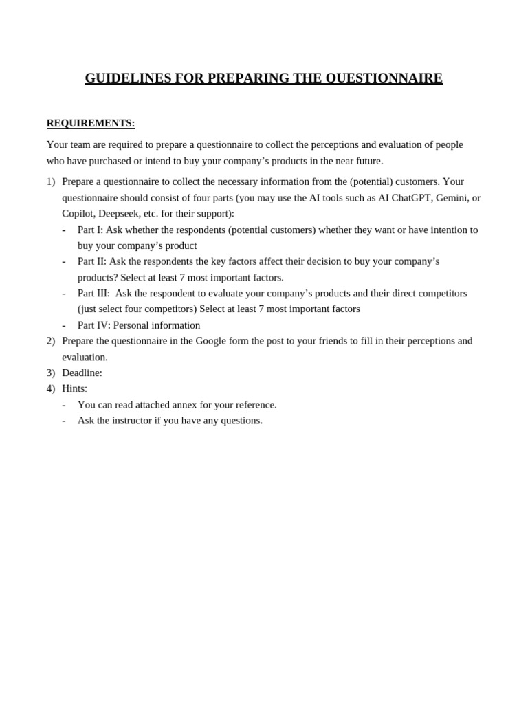 Questionnaire for Product Purchase Insights | PDF | Questionnaire