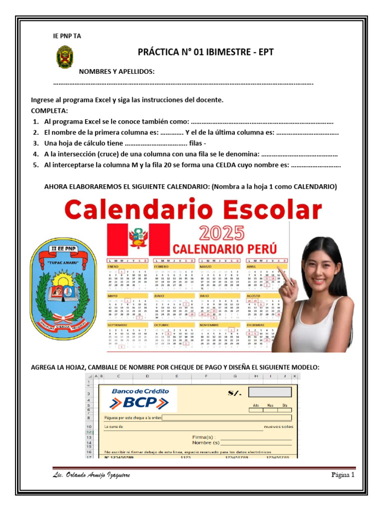 Práctica #01 Ibimestre - Ept: Ie PNP Ta | PDF