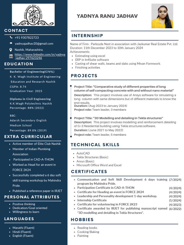 Yadnya Jadhav: Civil Engineering Profile | PDF
