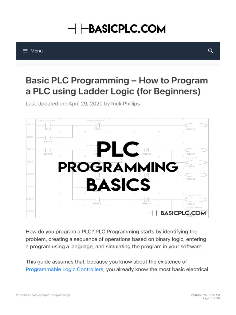 Basic PLC Programming - How To Program A PLC Using Ladder Logic (For ...