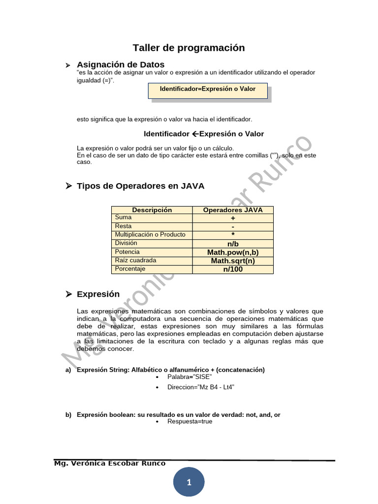 Uso Expresiones Porcentajes Div y Mod | PDF | Java (lenguaje de ...
