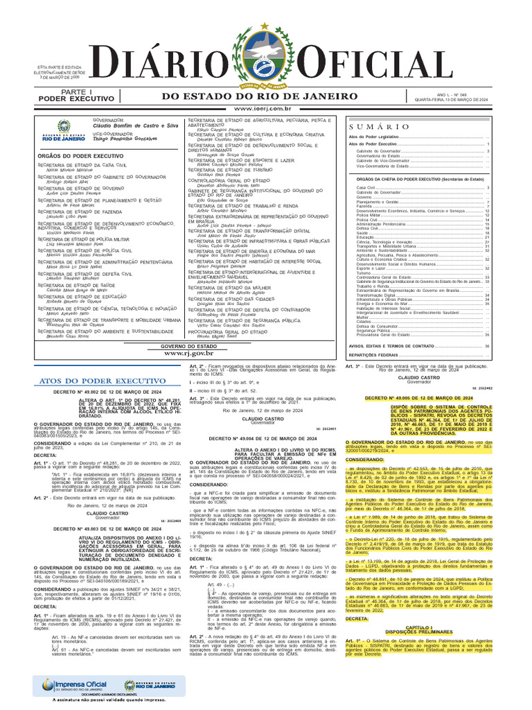 Atos do Poder Executivo - 13/03/2024 | PDF