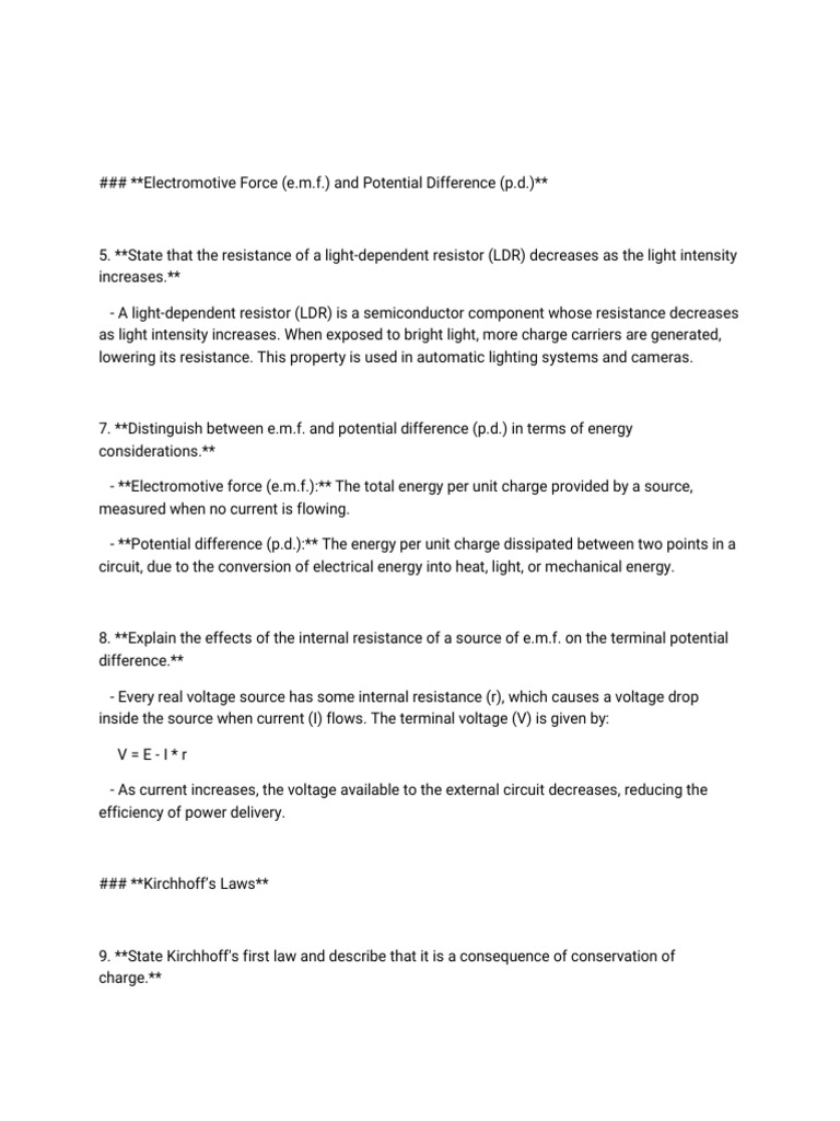 Chapter 11 1st Year Extra + Exercise | PDF | Series And Parallel ...