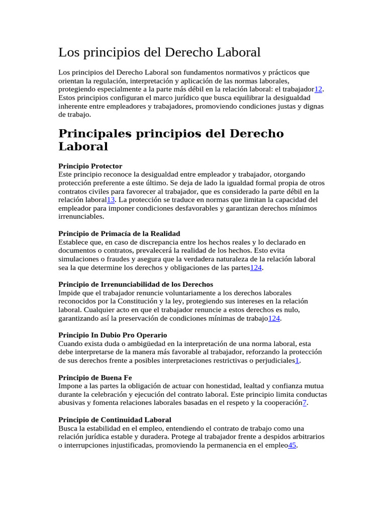 Principios del Derecho Laboral | PDF | Derecho laboral | Politica social