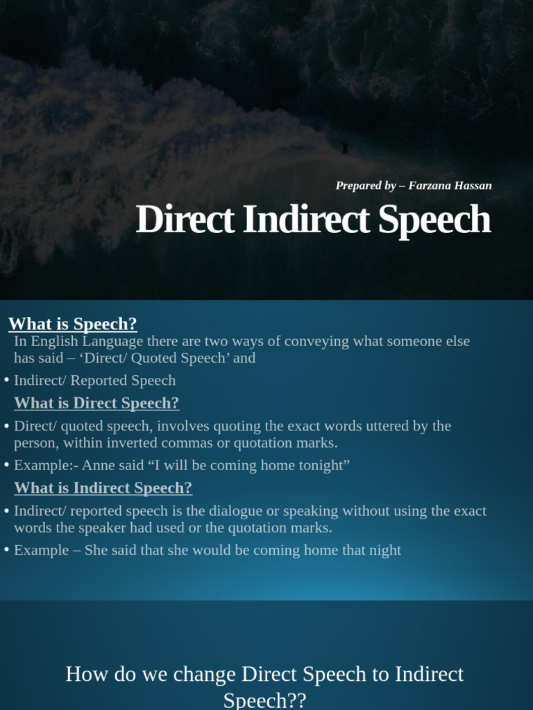 Direct Indirect Speech | PDF | Grammatical Tense | Linguistics