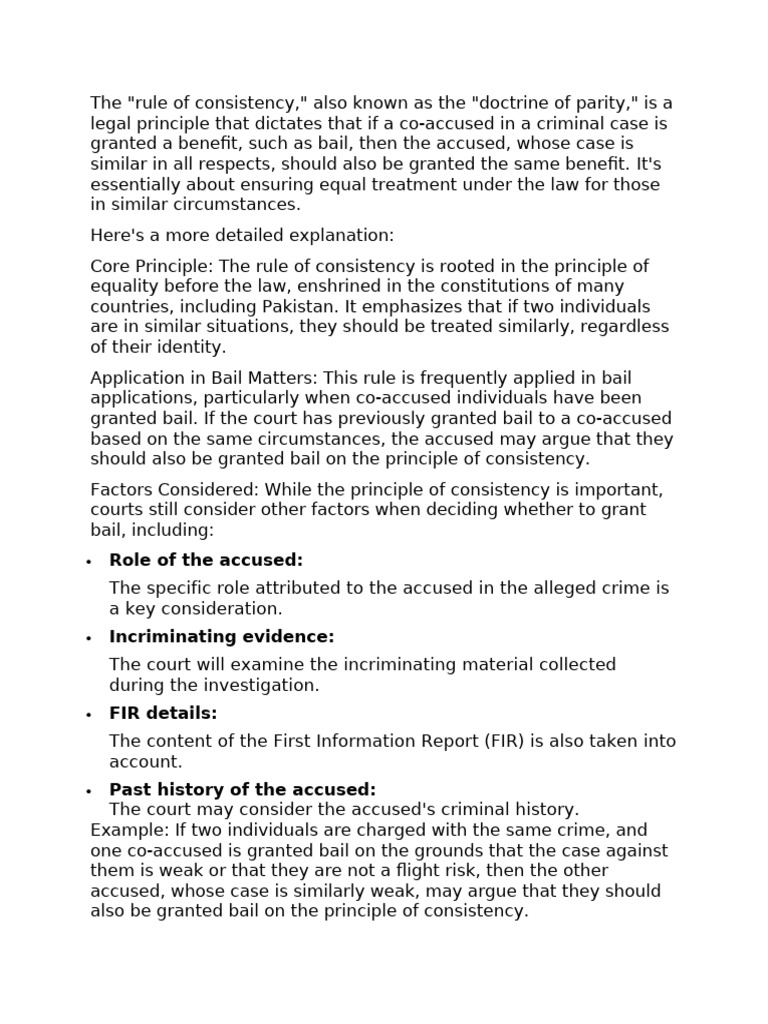 Rule of Consistency in Bail Law | PDF