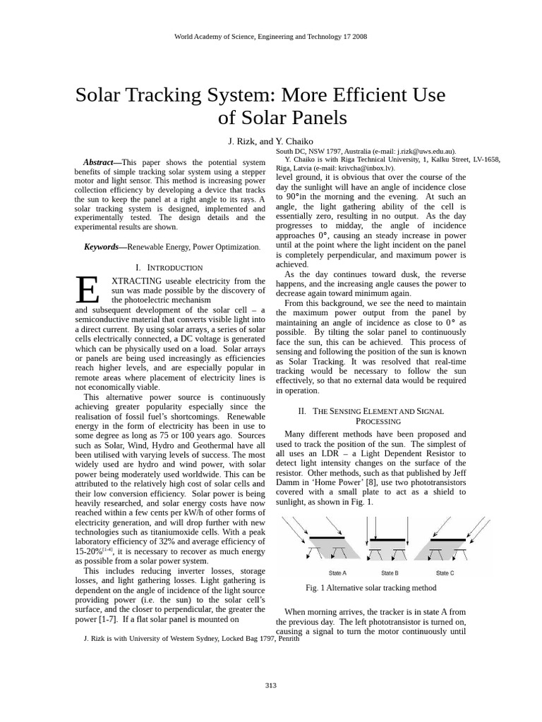 Efficient Solar Tracking System Design | PDF | Photovoltaics | Solar Panel