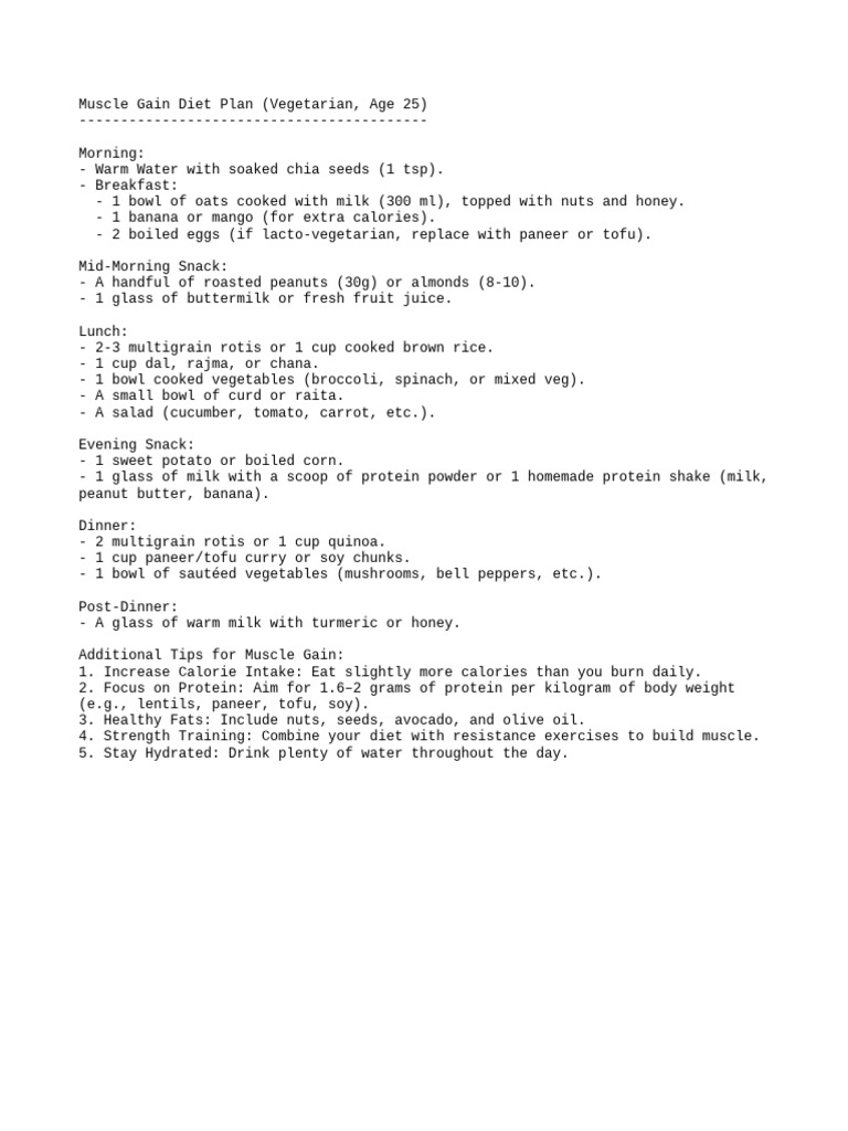 Muscle Gain Diet Plan | PDF